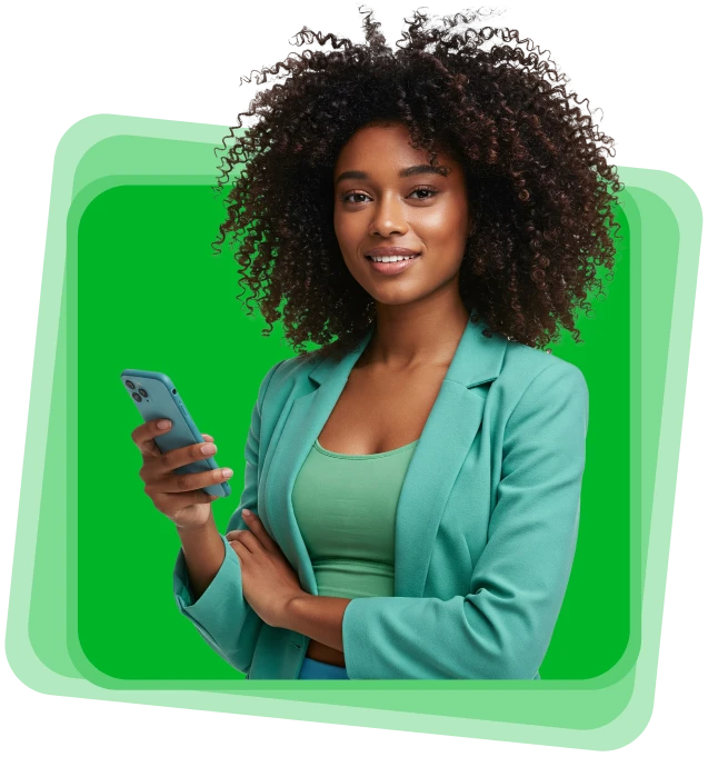 mulher acessando sua consulta no celular